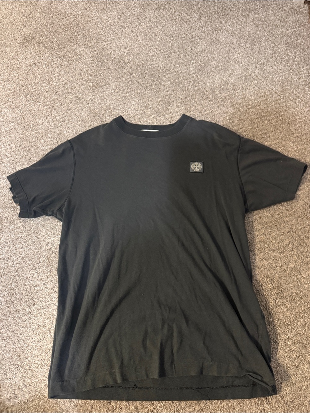 Stone Island Black Short Sleeve Crew with Logo Patch